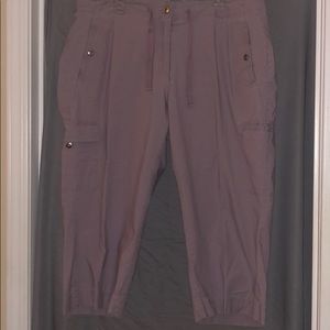 Lavender cargo Capri pants.